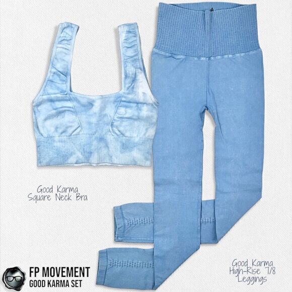 FP MOVEMENT GOOD KARMA SET: TIE DYED SQUARE NECK BRA + HIGH-RISE LEGGINGS M/L - Picture 4 of 13